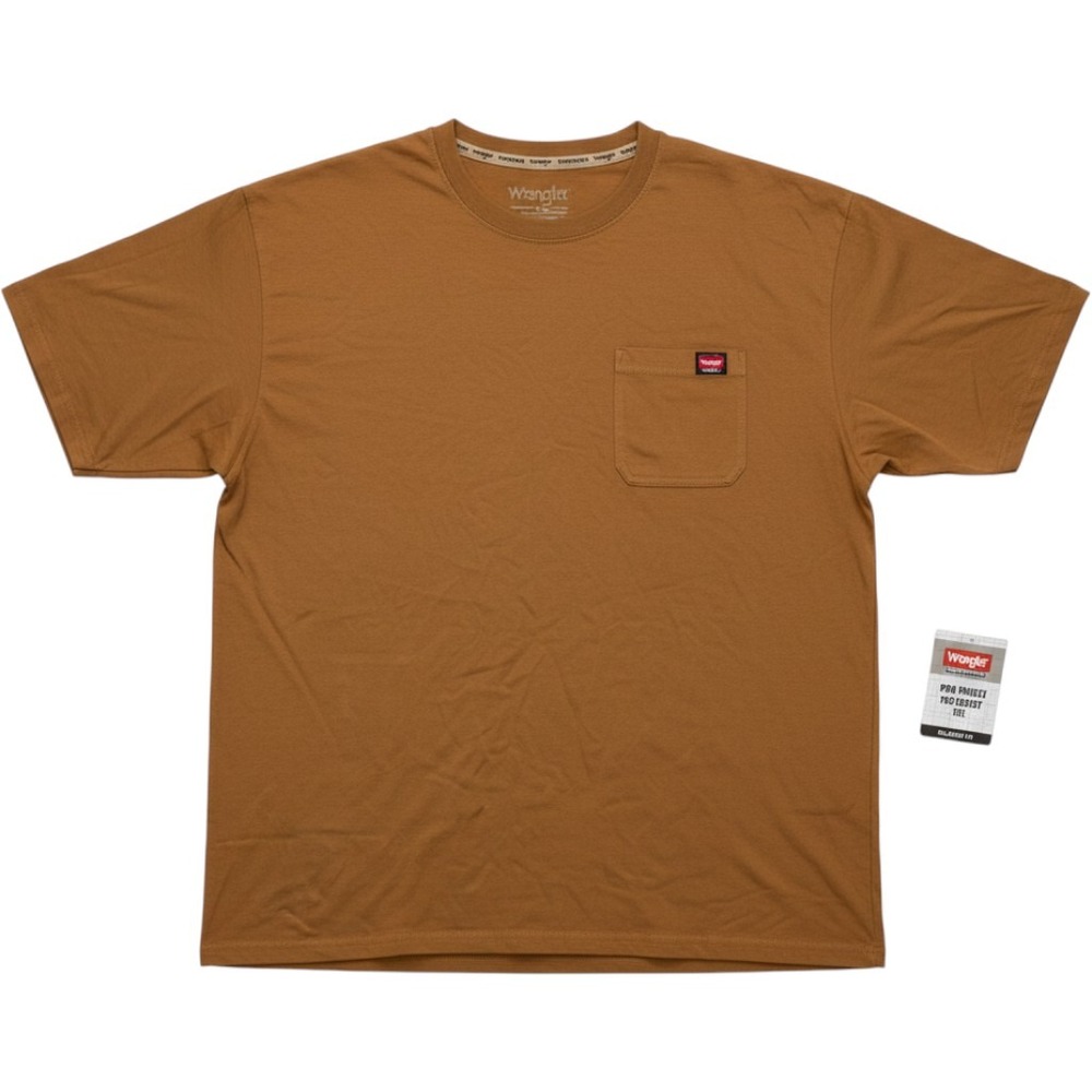 Wrangler Shirt Work Tough Pen Pocket Tee Relaxed Fit Heavyweight Duck Brown 3XL